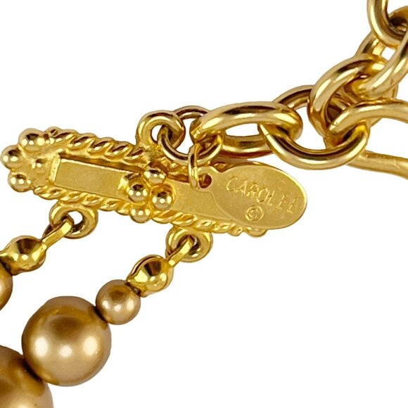 Vintage Carolee Double Strand Golden Chunky Necklace - Picture 6 of 7